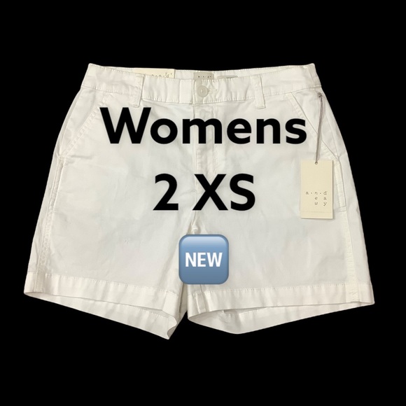 a new day Pants - Women's a. new day 2 XS Shorts Chino Khakis White Stretch High Rise NWT